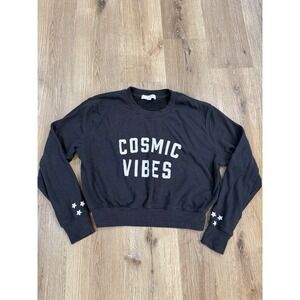 Spiritual Gangster Sweatshirt Womens Medium Black Cosmic Vibes Cropped Star